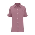 thumbnail image 3 of Diufon Womens Cotton Linen Shirts Summer Casual Solid Color Tees Short Sleeve Button Tops with Pockets, 3 of 5