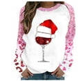 thumbnail image 2 of TIMIFIS Chandail en Molleton de Noël Oversize pour Femmes Mode Décontractée Mignonne Coupe de Vin Chapeau de Père Noël Imprimé Col Rond Chandail Cadeaux pour Femmes pour Noël, 2 of 4