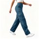 thumbnail image 4 of Pantalones de Cintura Elástica para Mujeres Color Sólido Pantalones de Cintura Alta de Longitud Completa con Bolsillos, 4 of 7