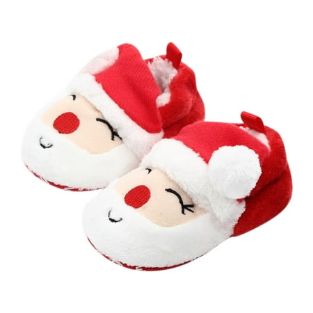 

11cm 1 Pair of Snowman Shape Baby Socks Shoes Autumn Winter Thick Warm Non-slip Rubber Flooring Anti-odor Shoes Festival Gifts for Baby Infant Toddler Red and White