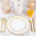 thumbnail image 6 of 600PCS Clear Gold Plastic Plate Set (100 Guests), Plastic Plates for Party Wedding Birthday, Disposable Dinnerware Set of 200 Plates, 200 Forks, 100 Spoons, 100 Knives for Christmas, 6 of 8