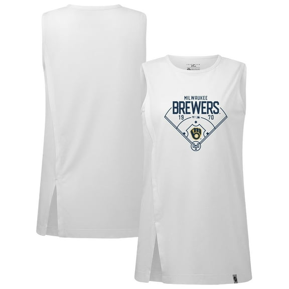 Women's Levelwear White Milwaukee Brewers Influx Home Field Tank Top