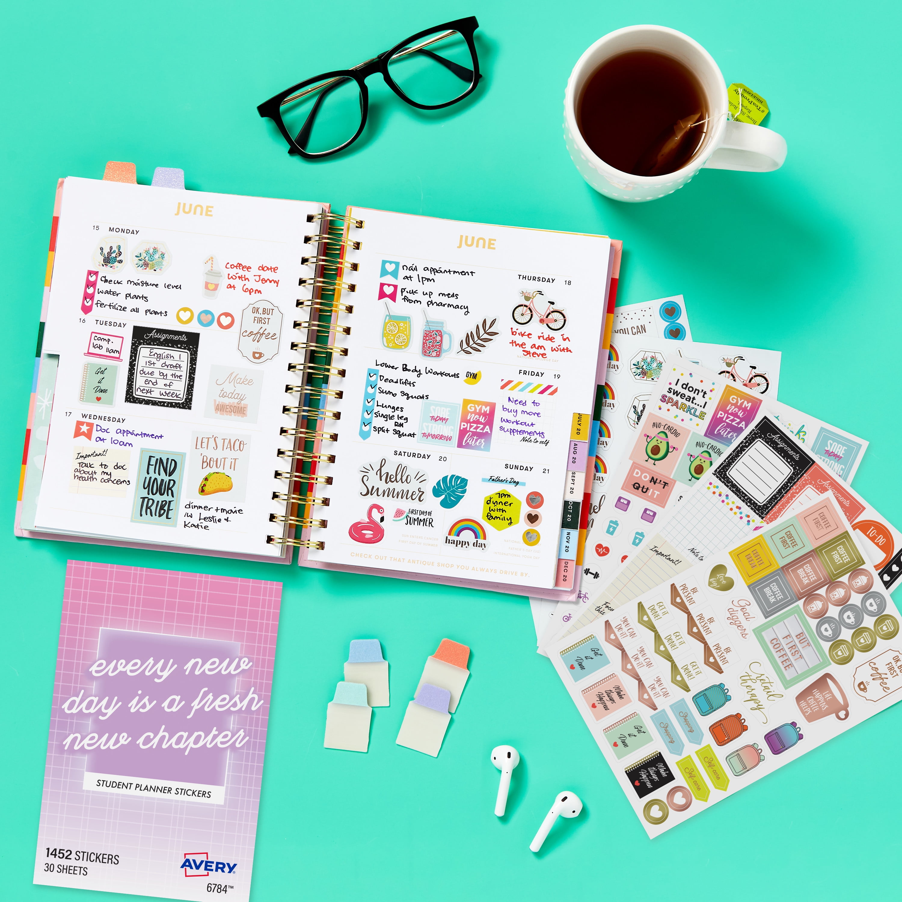 Avery® Teacher Planner Stickers Pack, 30 Sheets of Teacher Planner  Stickers, Set of 1,430 Stickers for Your Planner, Journal or Calendar  (6781)