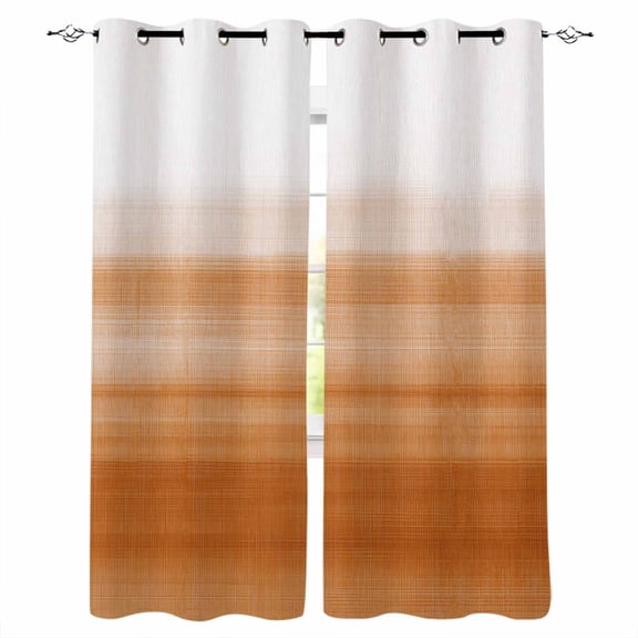 Blackout Curtains for Bedroom, Orange White Ombre Room Darkening Window Drapes for Living Room, Farmhouse Retro Simple Striped Art Thermal Insulated Grommet Curtains, 42x63 inch, 2 Panels