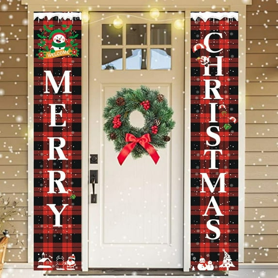 Merry Christmas Banners Outdoor Christmas Decorations Xmas Porch Sign,12x72in