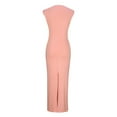 thumbnail image 7 of Ruched Mock Neck Bodycon Dress for Women Elegant Summer Sleeveless Midi Cocktail Party Pencil Dresses, 7 of 7