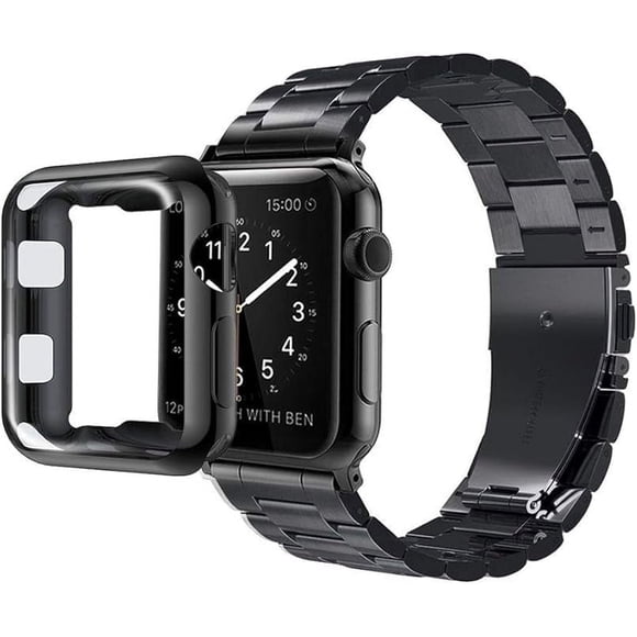 REQO Compatible with Apple Watch Bands 49mm 46mm 45mm 44mm 42mm 41mm 40mm 38mm, Stainless Steel iWatch Band with Case for Apple Watch Ultra2 Ultra Series 10 9 8 7 6 5 4 3 2 1 SE SE2