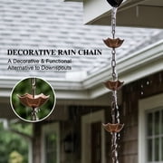 Topadorn Umbrella & Lotus Rain Chain, 71.5 Metal Water Diverter with 8 Cups, Antique Copper Finish, Decorative Gutter Downspout Replacement