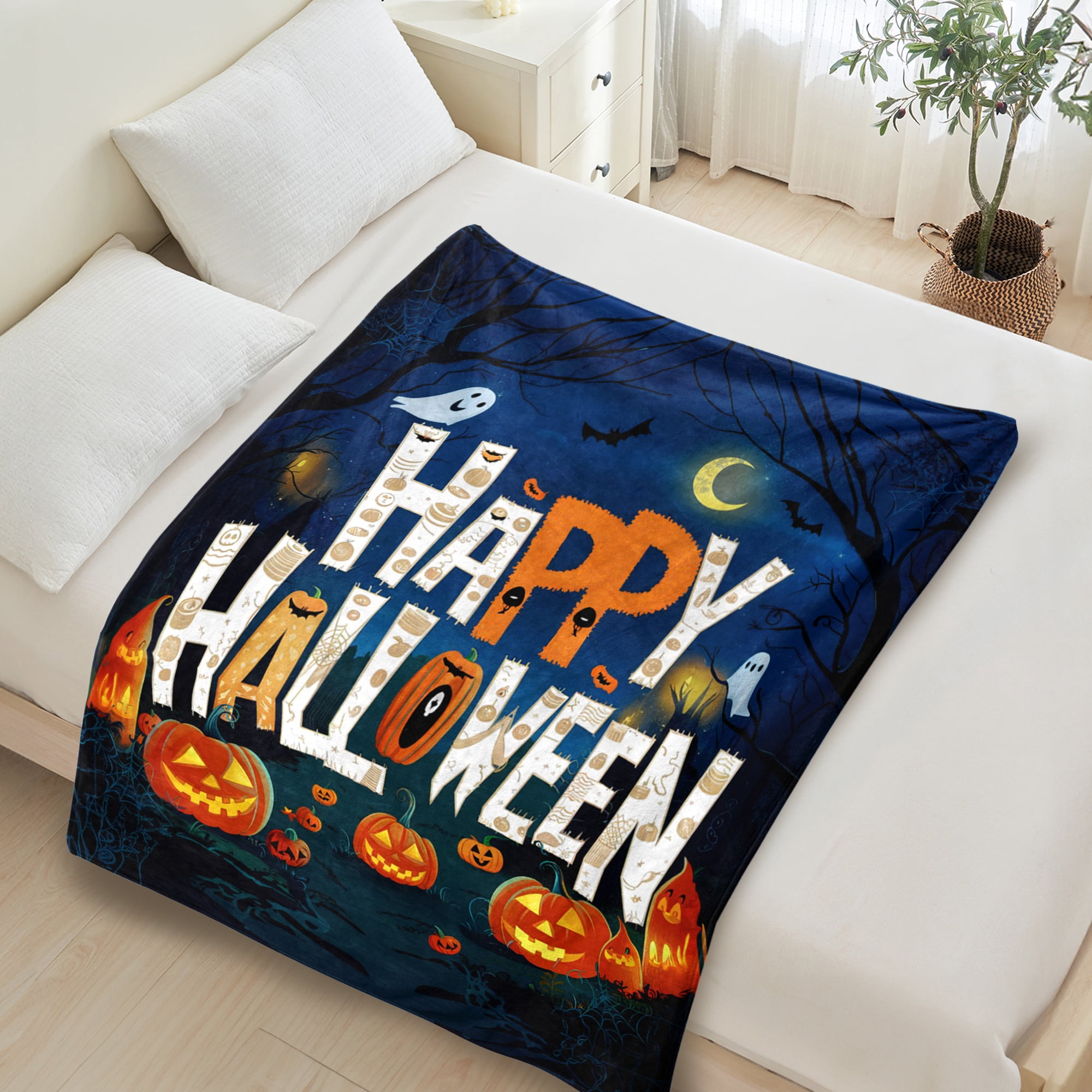 Fun Printed Halloween Throw Blanket, Soft Warm Cozy Flannel Blanket for Bedroom, Living Rooms, Couch,Sofa, Home Decor,30 x 40 in