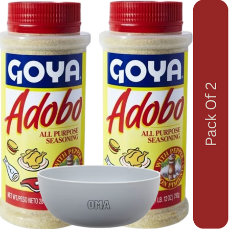 Goya Adobo Seasoning with Pepper, All-Purpose Spice Blend, 28 oz. With White Bowl By OMA