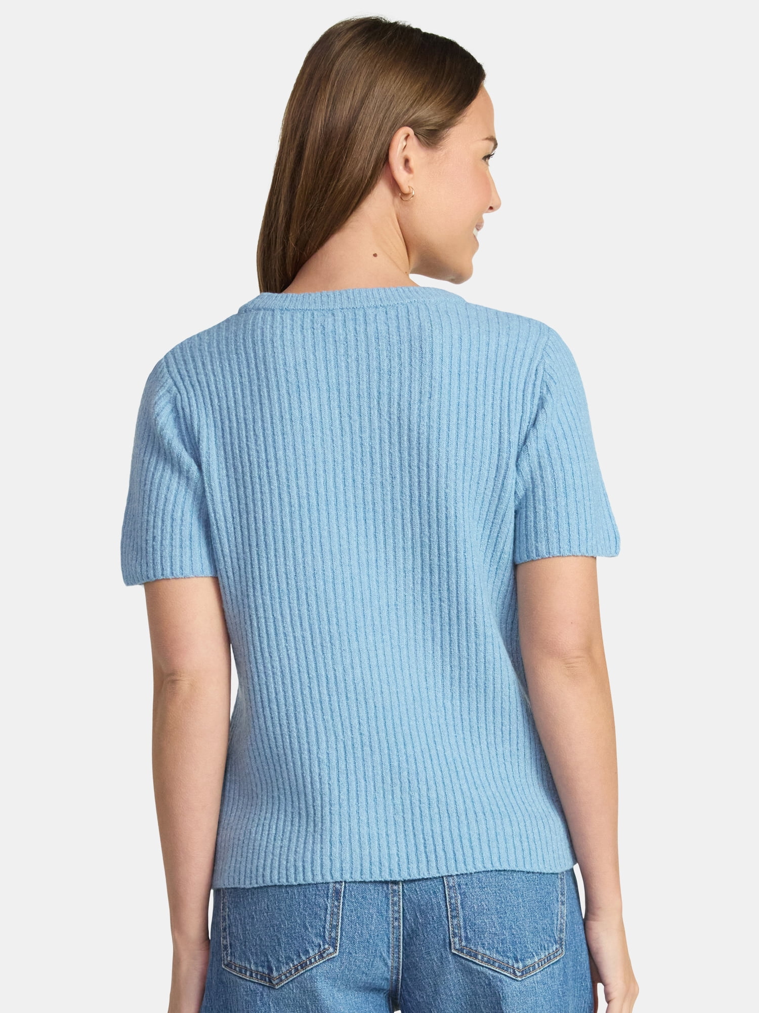 Time and Tru Women's Sweater Tee with Short Sleeves, Lightweight, Sizes XS-XXXL