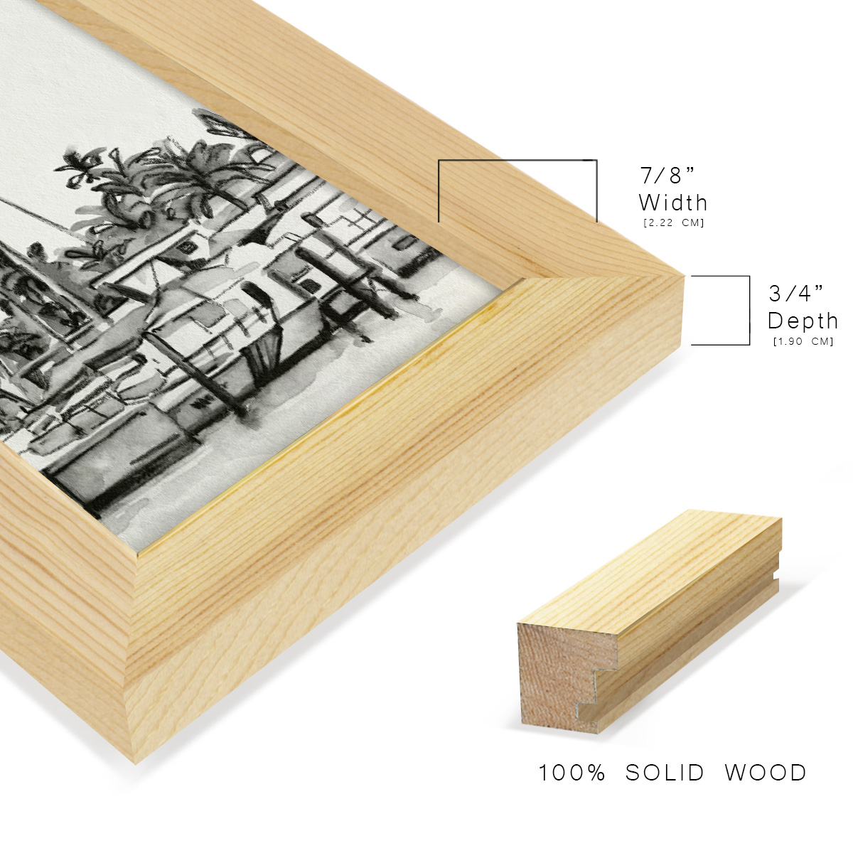 Neutral Tropics IV - Framed Print w/glass - Natural Wood