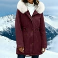 thumbnail image 6 of ClodeEU Women's Sherpa Lined Hoodeid Jacket,Winter Coat Warm Thicken Fleece Parka Jackets With Pockets Wine,Womens Plus S, 6 of 8