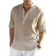 thumbnail image 2 of Camisa de lino de manga larga para hombre, camisa informal de algodón y lino, Top S-5xl, nuevo envío gratis, 2 of 4