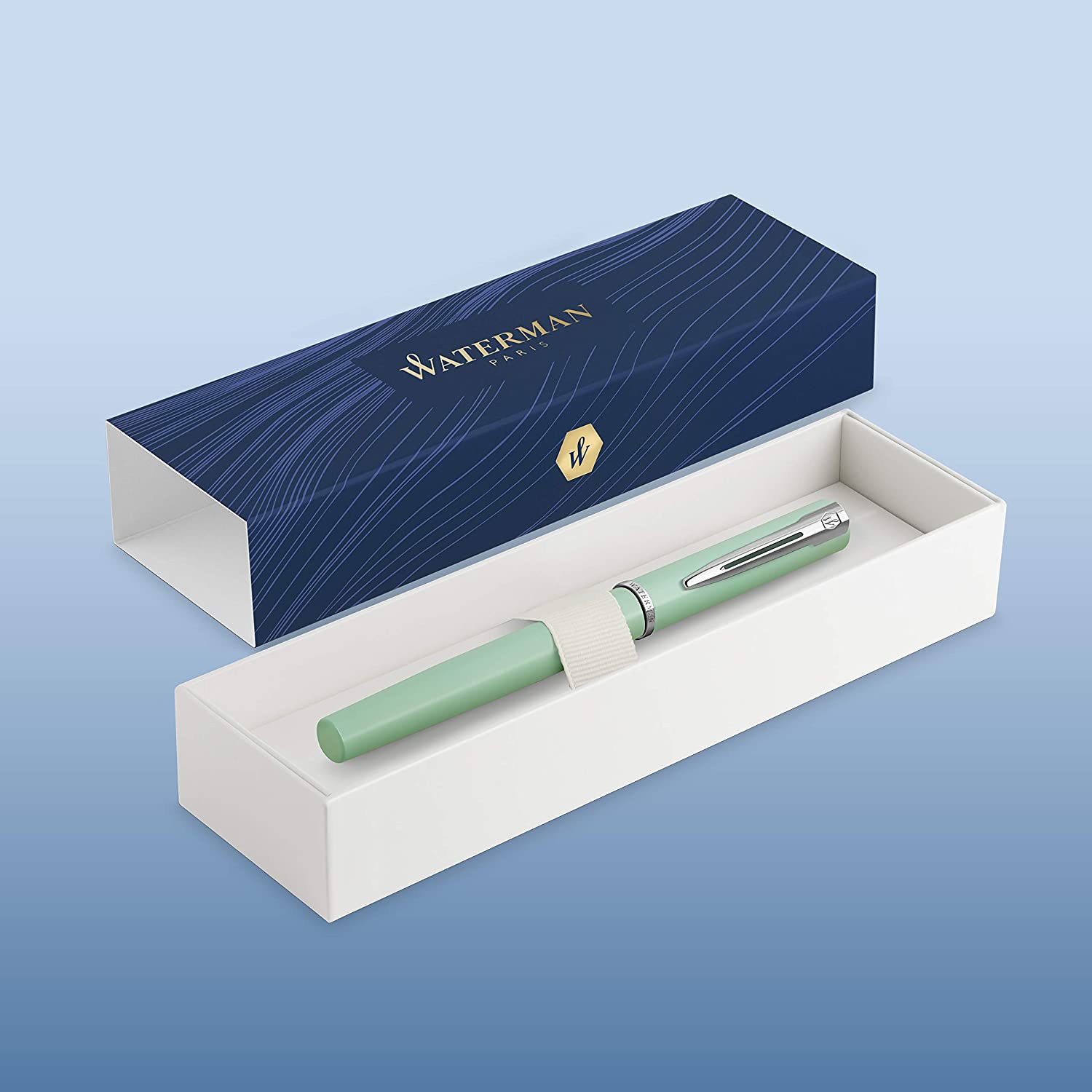 Waterman Allure Pastel Green Lacquer & Chrome Fountain Pen - Fine