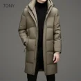 thumbnail image 2 of Chaqueta de invierno de plumón para hombre, gorro extraíble de pato con relleno de plumón, ropa de diseñador, chaqueta acolchada para hombre, abrigo largo informal para hombre, invierno, 2 of 5