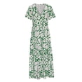 thumbnail image 4 of Robes pour Femmes 2024 Été Surdimensionnée Col en V Imprimé Manches Courtes Patchwork Décontractée Longue Robe Rabais de 50 % Liquidation!, 4 of 6