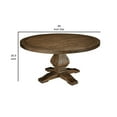 thumbnail image 5 of Benjara 60 Inch Round Dining Table, Carved Pedestal Base, Reclaimed Walnut Brown, 5 of 5