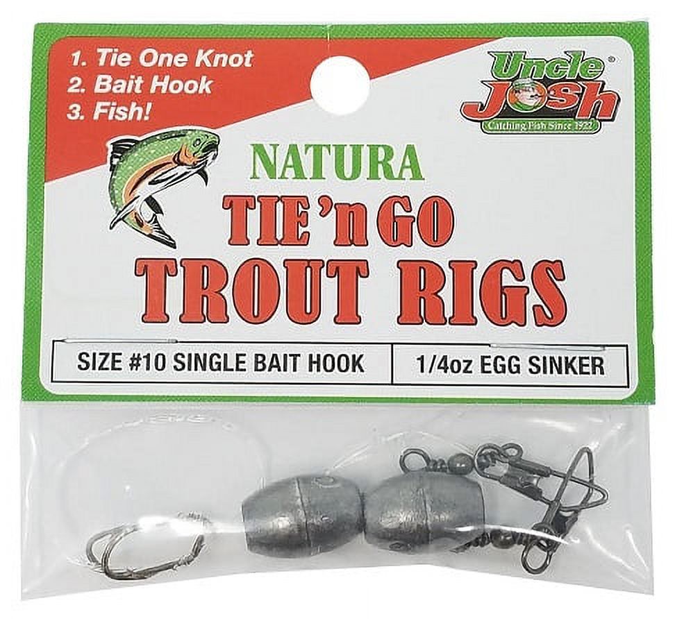 Uncle Josh Freshwater Natural Tie N Go Soft Plastics Trout Rigs, Size 10, 1/4 oz., Lake-Stream