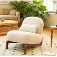 thumbnail image 2 of CQSXDA Velvet Accent Chair with Solid Wood Legs for Bedroom and Living Room, Armless Reading Chair, White, 2 of 13