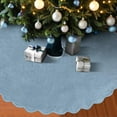 thumbnail image 5 of Guvpev Gray Blue Christmas Tree Skirt - 48" Neutral Velvet Christmas Tree Skirts Modern Scalloped Edge Xmas Decorations Minimalist Mat for Home Indoor Outdoor Xmas Holiday Party Decorations All Year, 5 of 12