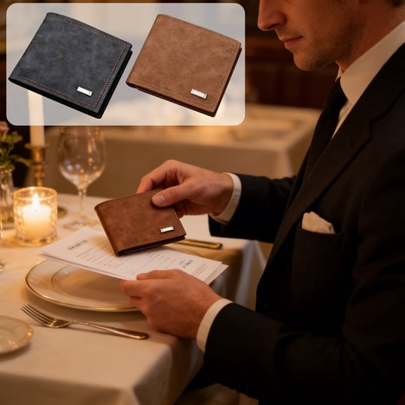 Pu Wallet Men's Premium Leather Wallet Black Multifunctional Business Wallet with RFID Blocking(1Pcs) JASKFLY