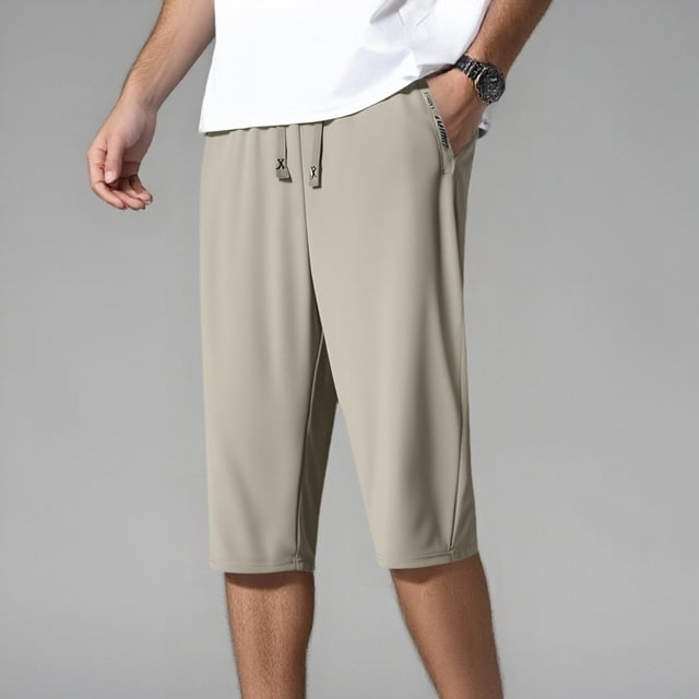 WILLBEST Pantalones Cortos para Hombre, de Seda de Hielo 3/4, de Verano, Ligeros, Holgados, Deportivos, Informales, de Talla Grande, Cómodos y Relajados.