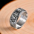 thumbnail image 3 of 925 Silver Ring Male Finger Accessories Personality Retro Buddhist Scripture Mantra Om Mani Padme Hum Ring For Men Adjustable, 3 of 5