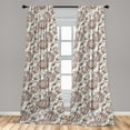 thumbnail image 2 of Peony Pattern Window Curtains, Vintage Design Floral Artwork with Leaves on Plain Backdrop Boho, Lightweight Decor 2-Panel Set with Rod Pocket, Pair of - 28"x95", Warm Taupe Jade Green, by Ambesonne, 2 of 3