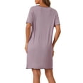 thumbnail image 3 of INSPIRE CHIC Women's Nightgowns Soft Ruffled Sleepwear Short Sleeve Sleep Shirt Short Nightshirt with Bow-Knot M Purple, 3 of 6