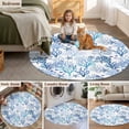 thumbnail image 5 of Marine Coral Round Area Rug 8Ft Washable Large Circle Rugs for Living Room Dorm, Coastal Ocean Underwater Starfish Summer Blue Non-Slip Carpet Floor Mats Indoor Outdoor Carpet Runner Home Decor, 5 of 8