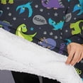 thumbnail image 3 of Oversized Wearable Blanket Hoodie,DarkGray Cartoon Dinosaurs Pattern Sherpa Blanket Hoodie with Super Pockets,Super Warm Fuzzy Pullover for Women & Men, 3 of 6