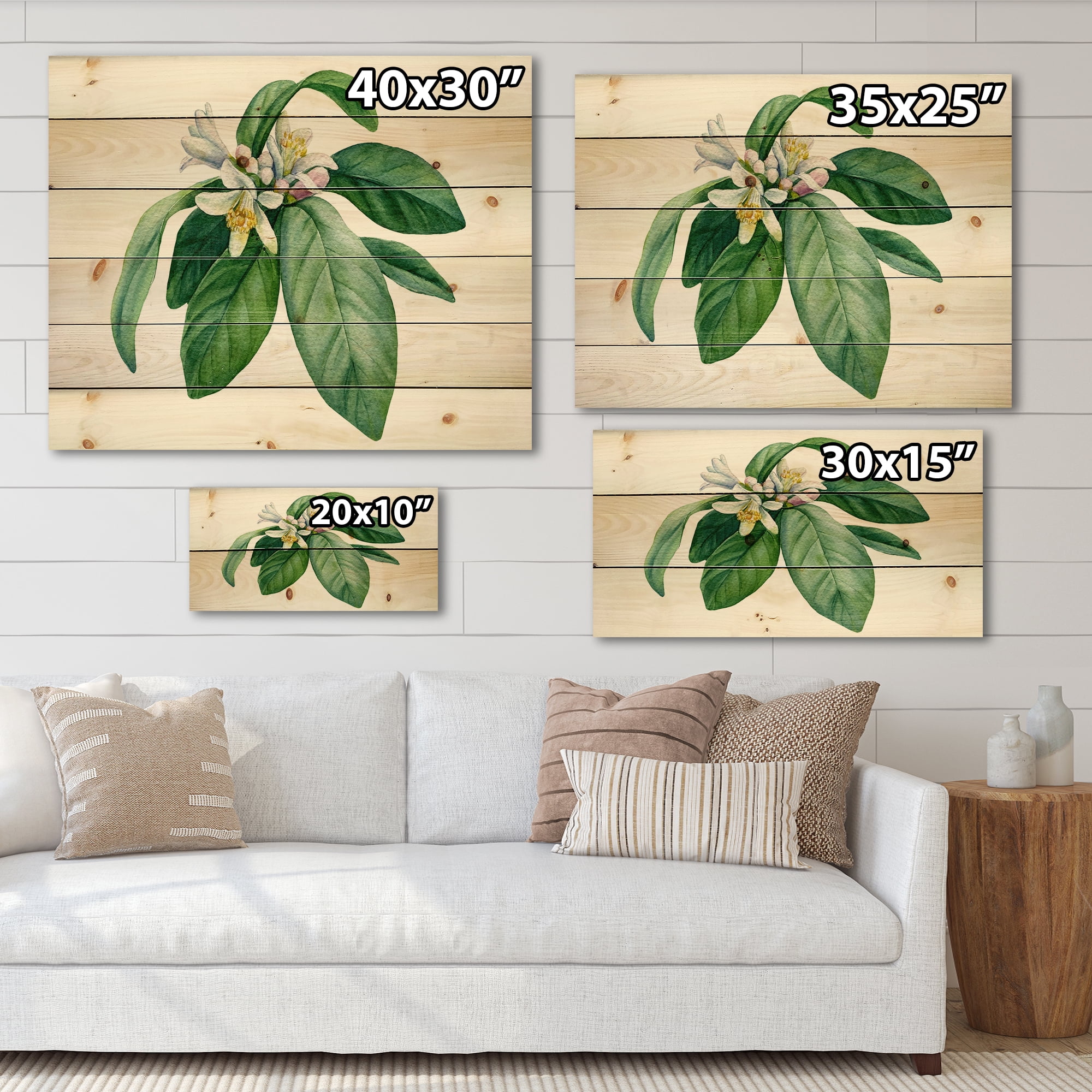Designart 'Flowering Mandarin With Branch' Traditional Print on Natural Pine Wood