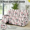 thumbnail image 2 of COEQINE Recliner Cover 8 Pieces Fitted Recliner Chair Cover Soft 3 Seater Reclining Sofa Slipcover with Storage Pocket and Elatic Straps for Valentines Day Decor, Animal Print Heart Pink, 2 of 8