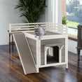thumbnail image 6 of Spaco Outdoor Wooden Feral Cat House with Balcony and Slide, for Outdoor/Indoor Cats, Warm Feral Cat Shelte, Cat Furniture, Gray, 6 of 11