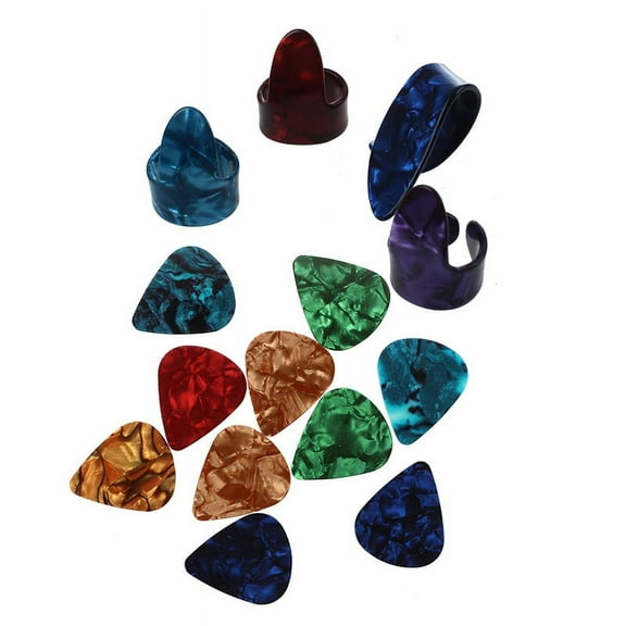 3 Finger Picks   1 Thumb Pick Plectrums Guitar Plastic & 10 Pcs Stylish Colorful Celluloid Guitar Pick 0.71mm