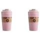 thumbnail image 1 of Kearding Botella de café de bambú, vaso de coche, taza de plástico de gran capacidad, superficie lisa, vasos para estudiantes, viajes, Rosa 2piezas, 1 of 6