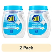 (2 pack) all Sensitive Fresh Mighty Pacs Laundry Detergent Pacs, Hypoallergenic Spring Breeze Scent, Gentle for Sensitive Skin, 60 Count, HE Compatible
