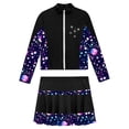 thumbnail image 5 of TSSOE Kids Figure Ice Skating Outfit Full Zip Up Jacket Rhinestone Sweatshirt with Colorful Skater Black 14, 5 of 7