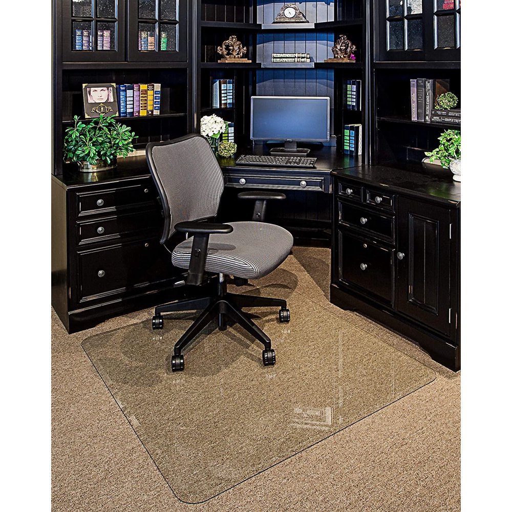 40" x 60" Glass Chair Mat with Exclusive Beveled Edge by Clearly