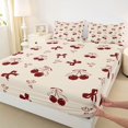thumbnail image 3 of Homewish Vintage Wheat Bow-tie Queen Sheet Sets, Cute Cartoon Cherry Bowknot Flat Sheet, Princess Style Queen Fitted Sheet, Breathable Home Decor, 4pcs, 3 of 7