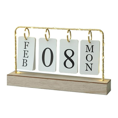 Flip Wooden Perpetual Metal Calendar for and home Decor Monthly Weekly Year Planner Kitchen Desk Decor - Without