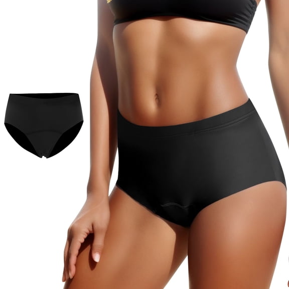 XINXIAOO Bikini Bottoms for Women Mid Waisted Full Coverage Swim Quick Dry Swim Briefs, Size S