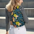 thumbnail image 6 of Honeii Blue Floral Print Canvas College Laptop Backpack, Durable Rucksack Travel Notebook Bag School Backpack Book Bag for Men Women-Small, 6 of 7
