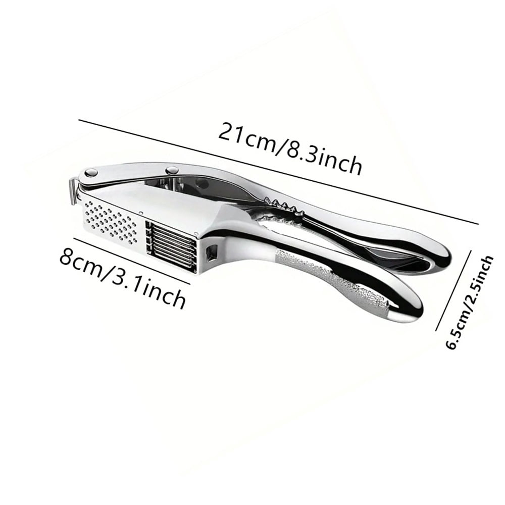 Garlic press and slicer 2 in 1,Effortlessly Crush, Slice, and Mince Garlic,with this Versatile Kitchen Tool - Perfect for Home Cooks and Professional Chefs Alike. (Silvery)