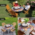 thumbnail image 4 of Baseball Sports Round Tablecloth for 45-54 Inch Tables, Fitted Table Cover with Elastic Edge, Minimalist Geometric Smear Art Waterproof Outdoor Table Cloth Protector for Patio Garden Dinner Picnic, 4 of 9