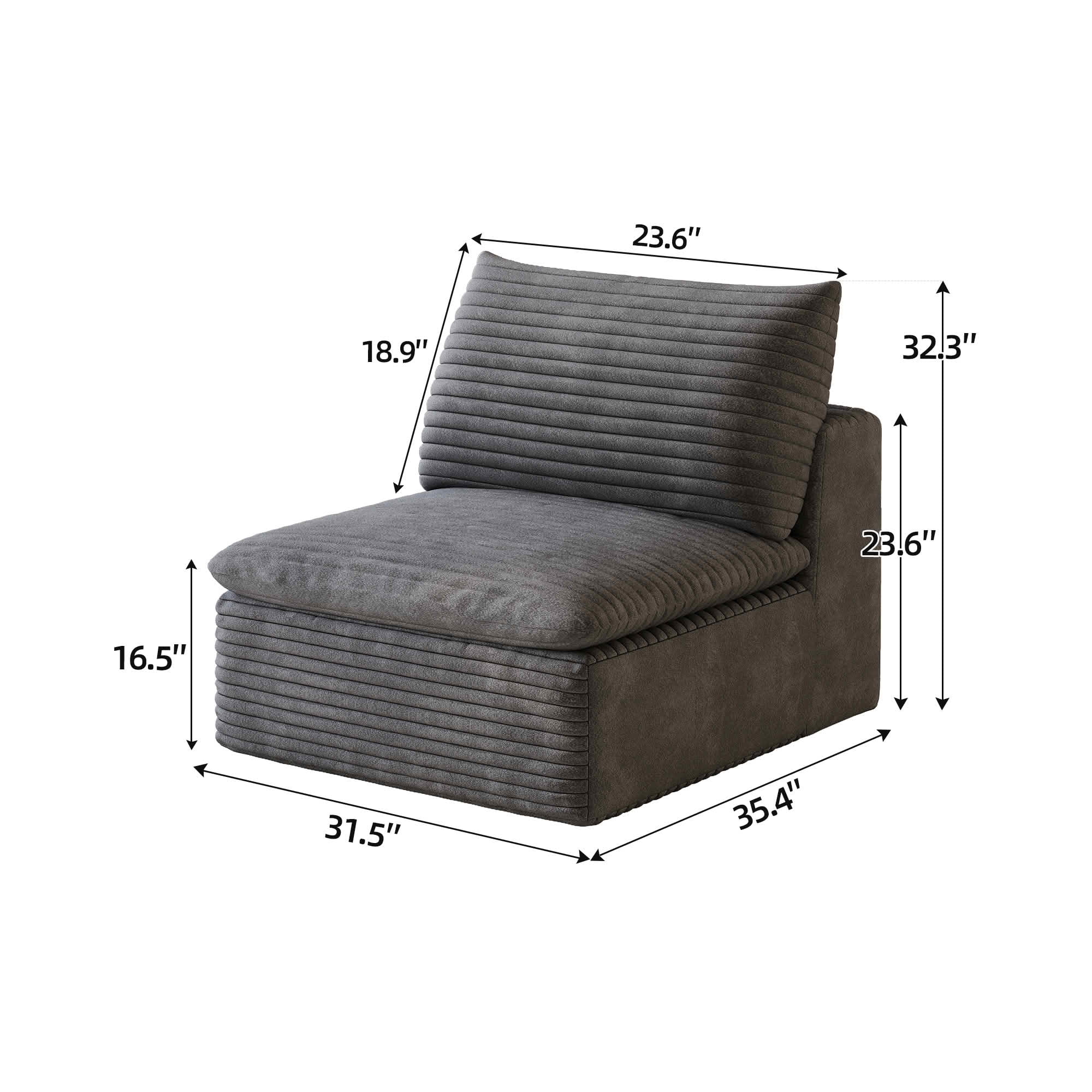 MAYEERTY Modular Middle Seat with Ottoman, Soft Plush Sponge Leisure Combination, Compressed Design Movable Furniture for Indoor Use