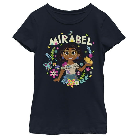 Girl's Encanto Mirabel  Graphic Tee Navy Blue Small