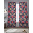 thumbnail image 2 of Morocco Red Sheer Curtains 2 Panels Set and Blue Geometric Floral Sheer Window Curtains Light Filtering Rod Pocket Voile Drapes for Bedroom Living Room 52"X96", 2 of 9