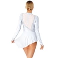 thumbnail image 2 of renvena Women Figure Skating Dress Long Sleeve Rhinestone Gymnastics Leotard Costumes White S, 2 of 7